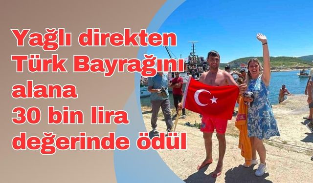 Yağlı direkten Türk bayrağını alana 30 bin TL ödül