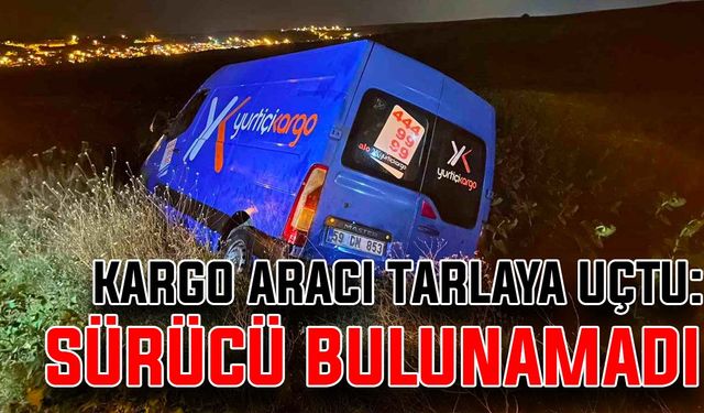 Kargo aracı tarlaya uçtu: Sürücü bulunamadı