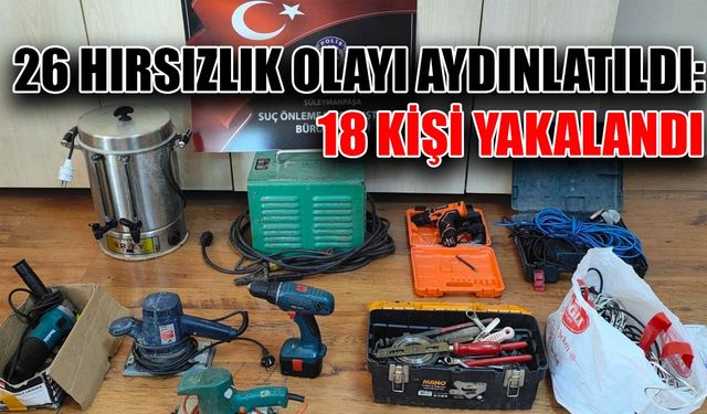 26 hırsızlık olayı aydınlatıldı: 18 kişi yakalandı