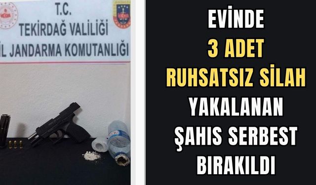 Evinde 3 adet ruhsatsız silah yakalanan şahıs serbest bırakıldı