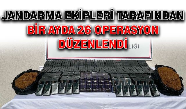 Jandarma ekipleri tarafından bir ayda 26 operasyon düzenlendi