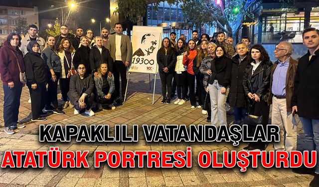 Kapaklılı vatandaşlar Atatürk portresi oluşturdu