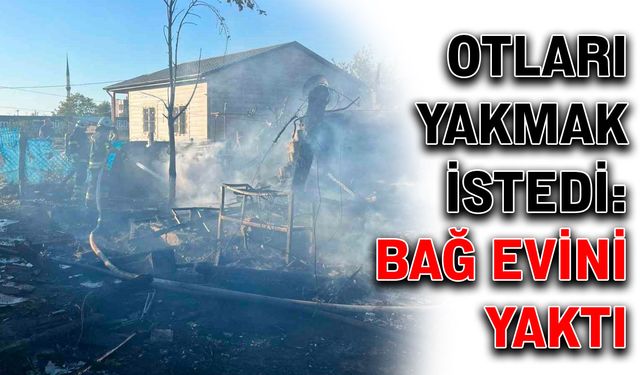 Otları yakmak istedi: Bağ evini yaktı