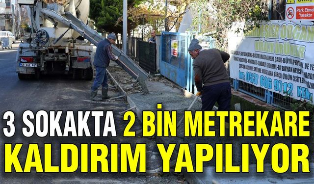 3 sokakta 2 bin metrekare kaldırım yapılıyor