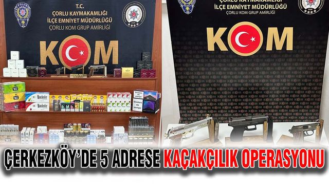 Çerkezköy’de 5 adrese kaçakçılık operasyonu