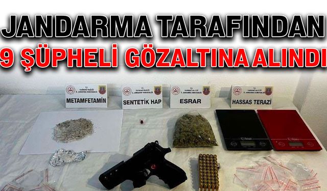 Jandarma tarafından 9 şüpheli gözaltına alındı