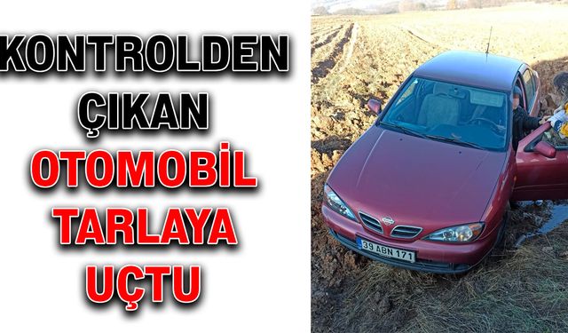 Kontrolden çıkan otomobil tarlaya uçtu