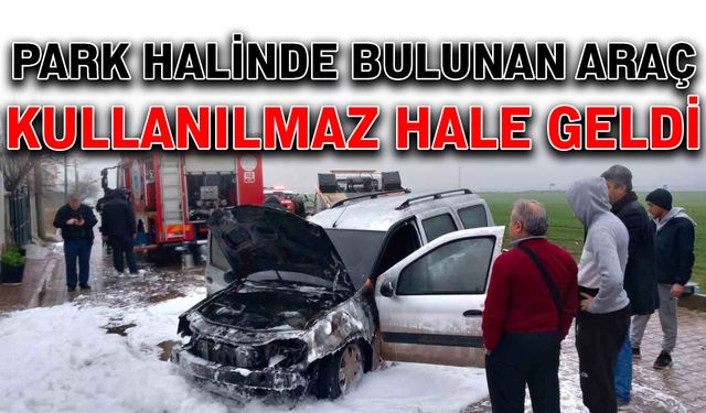 Park halinde bulunan araç kullanılmaz hale geldi