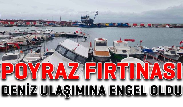 Poyraz fırtınası deniz ulaşımına engel oldu