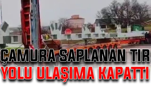 Çamura saplanan tır yolu ulaşıma kapattı