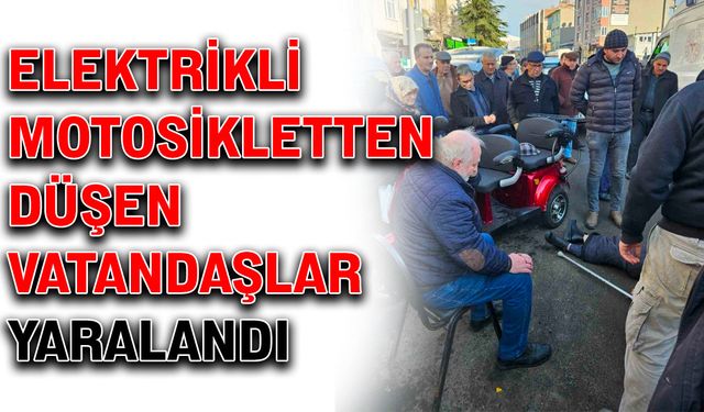 Elektrikli motosikletten düşen vatandaşlar yaralandı