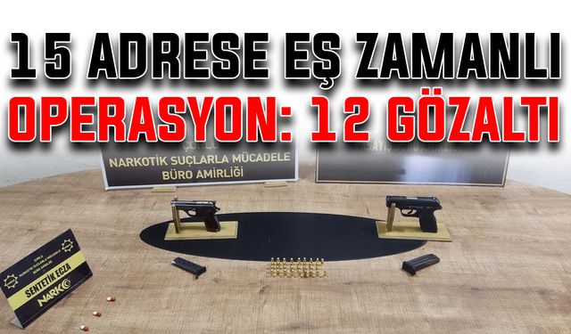 15 adrese eş zamanlı operasyon: 12 gözaltı