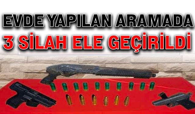 Evde yapılan aramada 3 silah ele geçirildi