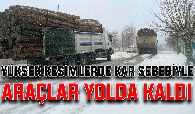 Yüksek kesimlerde kar sebebiyle araçlar yolda kaldı