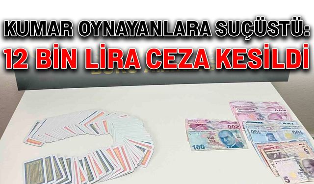 Kumar oynayanlara suçüstü: 12 bin lira ceza kesildi