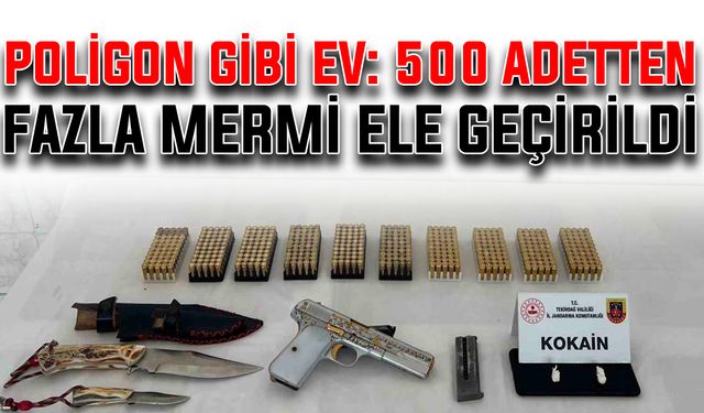 Poligon gibi ev: 500 adetten fazla mermi ele geçirildi