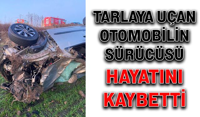 Tarlaya uçan otomobilin sürücüsü hayatını kaybetti