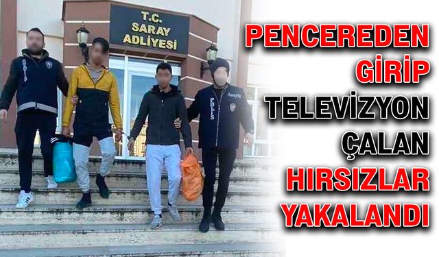 Pencereden girip televizyon çalan hırsızlar yakalandı