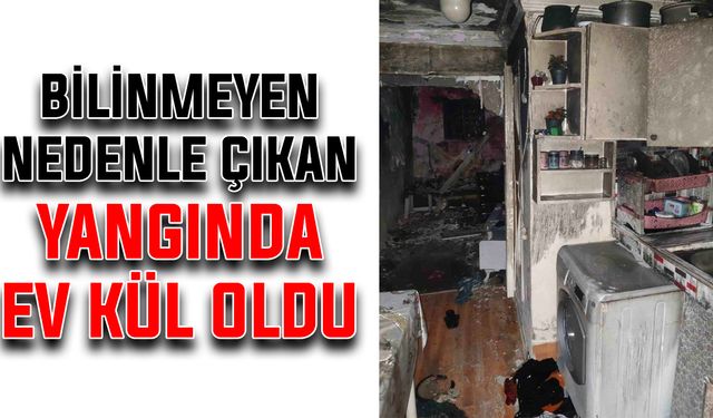 Bilinmeyen nedenle çıkan yangında ev kül oldu