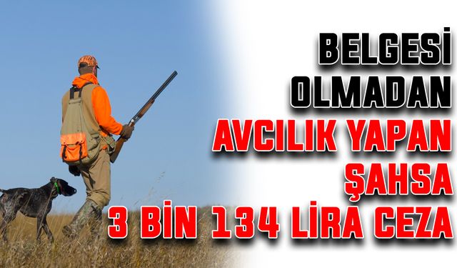 Belgesi olmadan avcılık yapan şahsa 3 bin 134 lira ceza