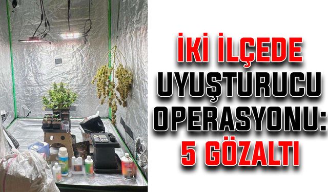 2 ilçede uyuşturucu operasyonu: 5 gözaltı