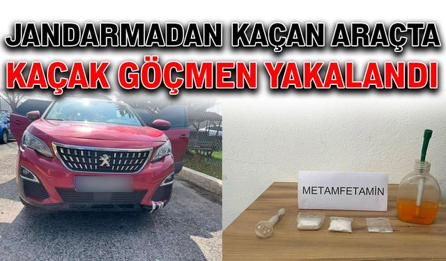 Jandarmadan kaçan araçta kaçak göçmen yakalandı