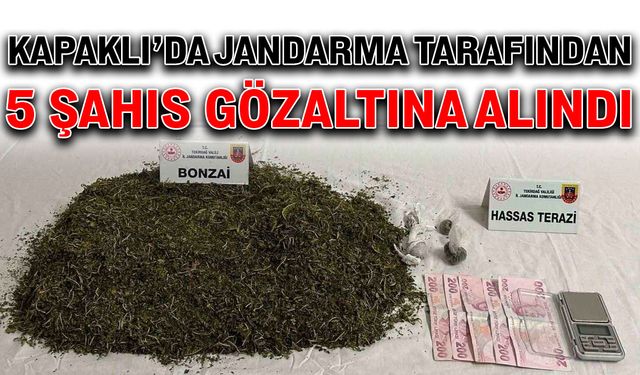 Kapaklı’da jandarma tarafından 5 şahıs gözaltına alındı