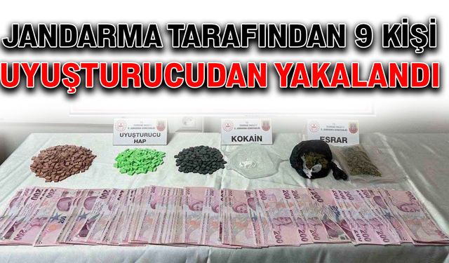 Jandarma tarafından 9 kişi uyuşturucudan yakalandı