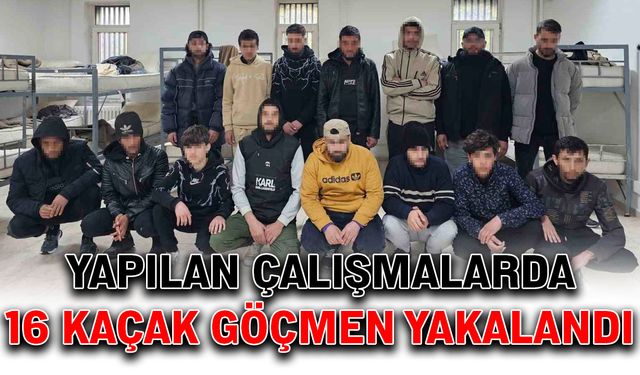 Yapılan çalışmalarda 16 kaçak göçmen yakalandı