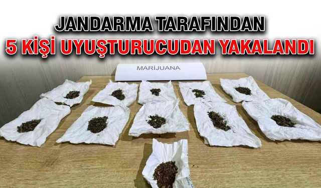 Jandarma tarafından 5 kişi uyuşturucudan yakalandı