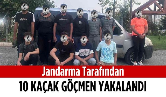 Jandarma tarafından 10 kaçak göçmen yakalandı