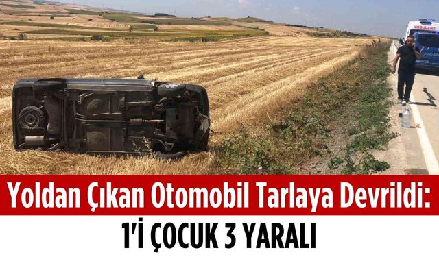 Yoldan çıkan otomobil tarlaya devrildi: 1’i çocuk 3 yaralı