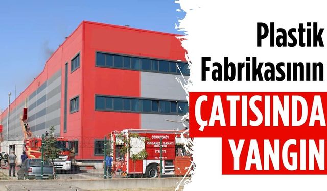 Plastik fabrikasının çatısında yangın