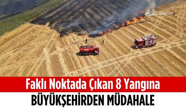 Farklı noktada çıkan 8 yangına büyükşehirden müdahale