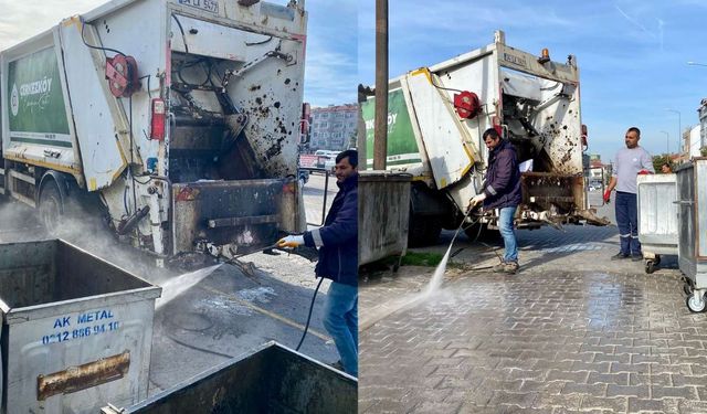 Çöp konteynerlerini dezenfekte etme çalışması devam ediyor