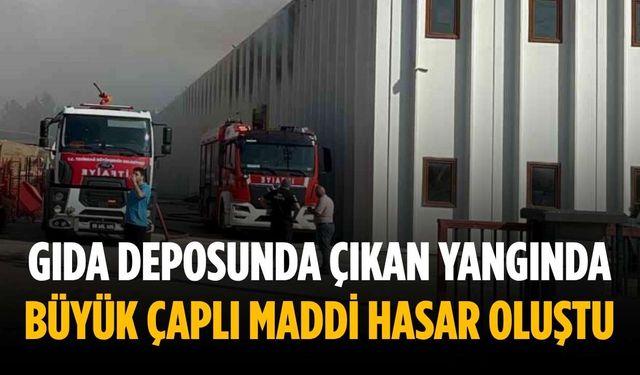 Gıda deposunda çıkan yangında büyük çaplı maddi hasar oluştu