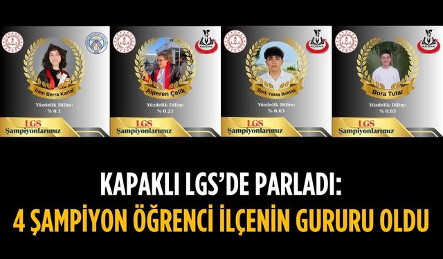 Kapaklı'da 4 öğrenci LGS'de gurur kaynağı oldu