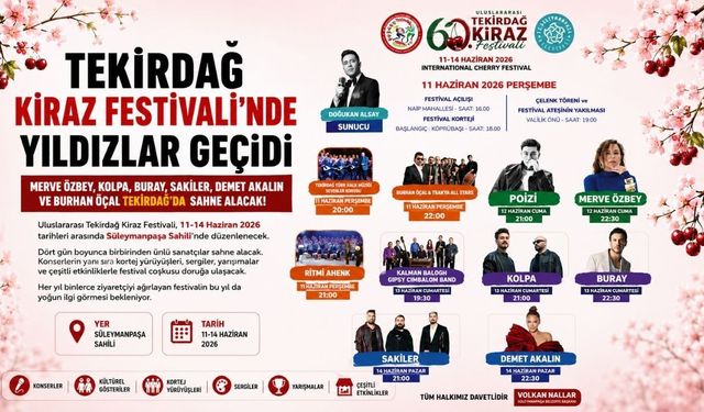 Tekirdağ Kiraz Festivali'nde sahne alacak isimler açıklandı