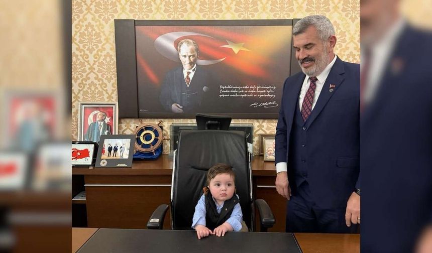 Başkan Çetin’e anlamı ziyaret: Torunu Aslan Çetin’i misafir etti