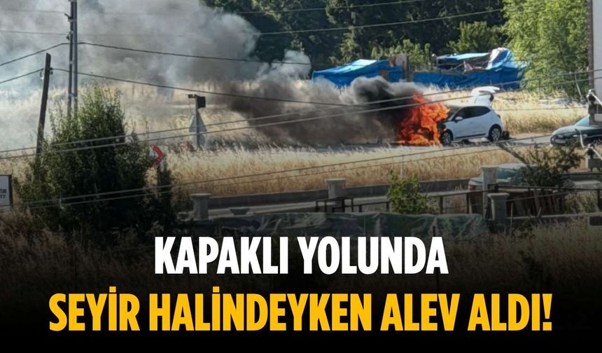 Kapaklı yolunda seyir halindeyken alev aldı!
