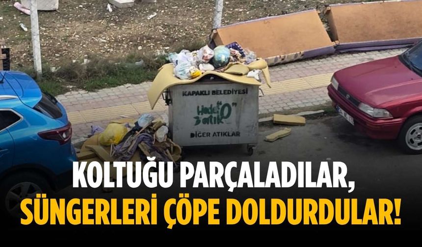 Koltuğu parçaladılar, süngerleri çöpe doldurdular!