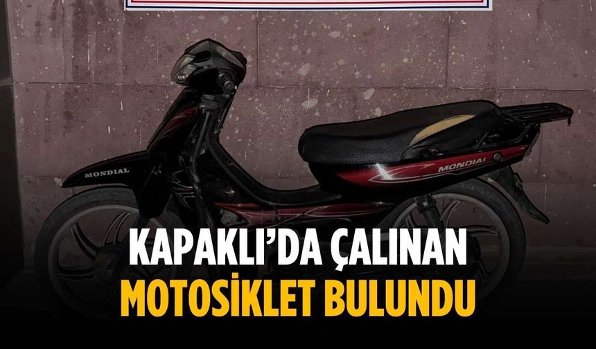 Kapaklı’da çalınan motosiklet bulundu