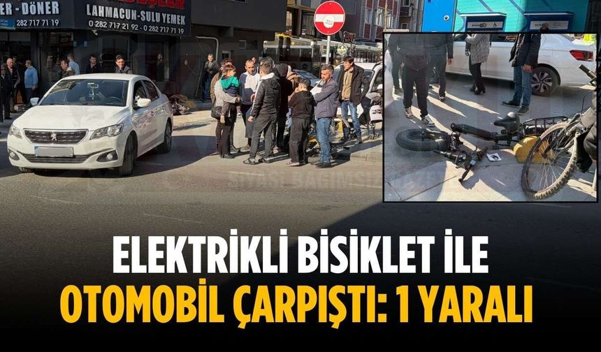 Elektrikli bisiklet ile otomobil çarpıştı: 1 yaralı