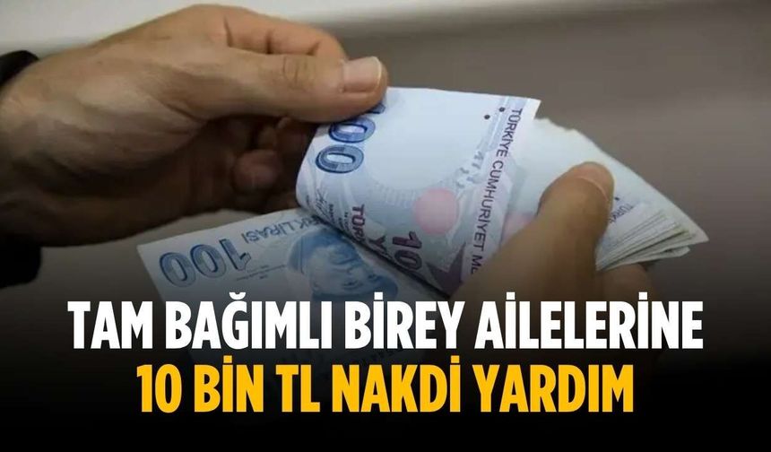 Tam bağımlı birey ailelerine 10 bin TL nakdi yardım