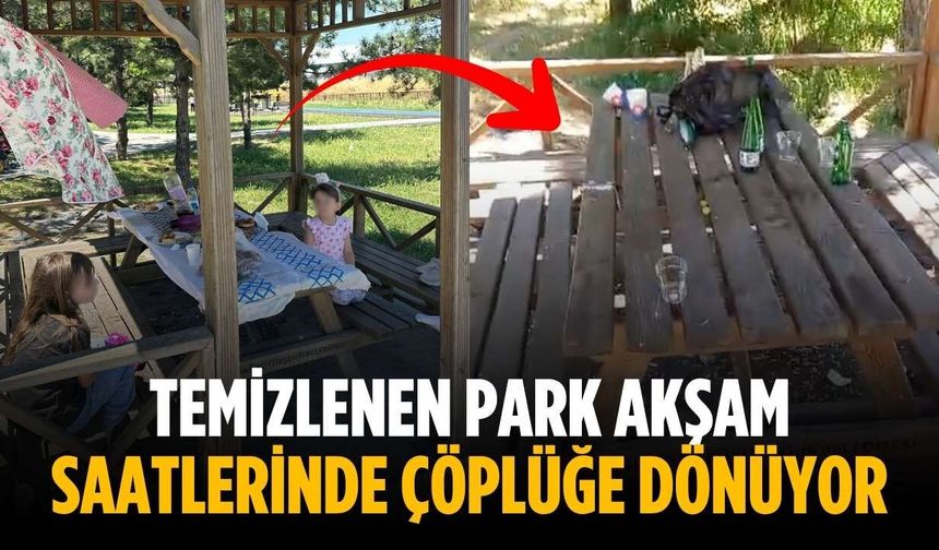 Temizlenen park akşam saatlerinde çöplüğe dönüyor