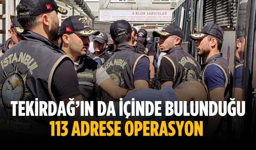 Tekirdağ’ın da içinde bulunduğu 113 adrese operasyon