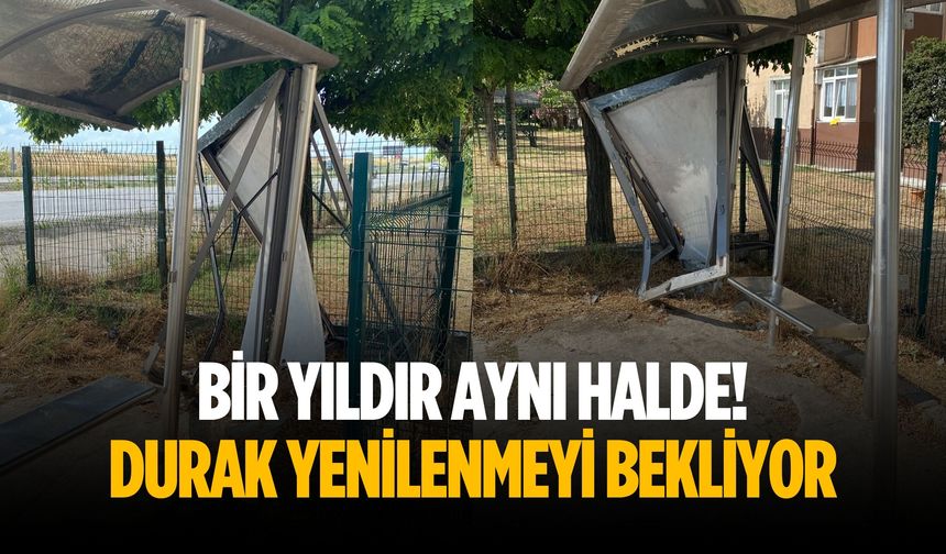 Bir yıldır aynı halde! Hasarlı durak yenilenmeyi bekliyor