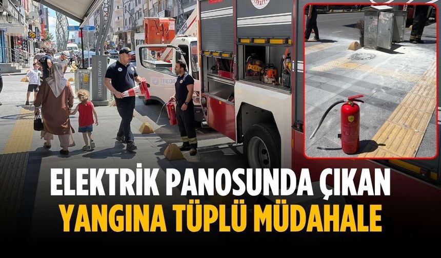 Elektrik panosunda çıkan yangına tüplü müdahale