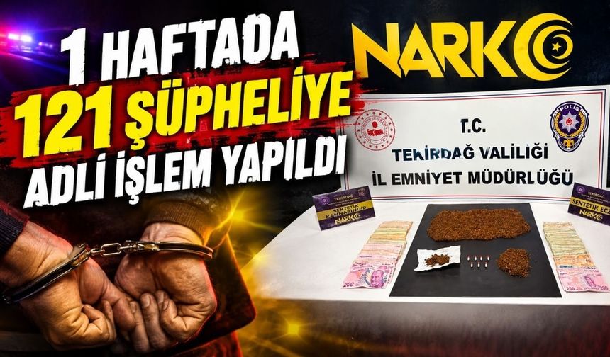 1 haftada 121 şüpheliye adli işlem yapıldı