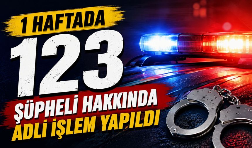 1 haftada 123 şüpheli hakkında adli işlem yapıldı